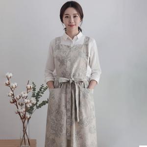 아르누보 뜨왈 프릴 앞치마 린넨 체형커버 원피스