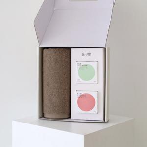 뉴컬러무지 호텔수건 150g 1P+동구밭 헤어케어 선물세트 (중건성 샴푸바+트리트먼트바)