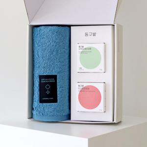 블랙라벨 200g 항균타월 1P+동구밭 헤어케어 선물세트 (중건성 샴푸바+트리트먼트바)