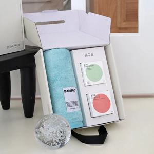 스텔라 뱀부타월 250g 1P+동구밭 헤어케어 선물세트 (중건성 샴푸바+트리트먼트바)