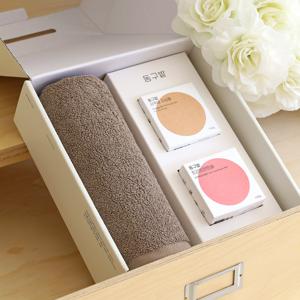 뉴컬러무지 호텔수건 150g 1P+동구밭 헤어케어 선물세트 (지성용 샴푸바+트리트먼트바)