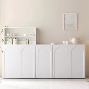 고풍 아치디자인 주방 홈카페 수납장 + 미니상부장 세트(200cm 2색) 정리