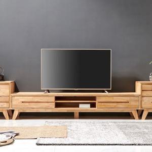 전선홀있는 긴 원목 티비다이 거실장 2000 / TV 북유럽풍 서랍 아파트 목재