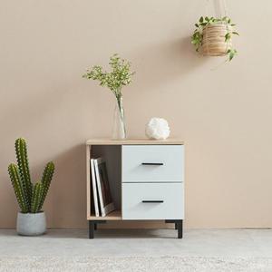 모던 일자손잡이 반오픈형 책꽂이 2단 서랍장(50cm 3색) 앤틱 소형 거실 TV