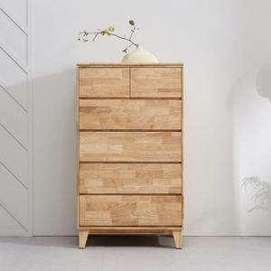 밝은컬러 고무나무원목 광폭 5단 서랍장(80cm) 서재 모던 선반 우드 소품