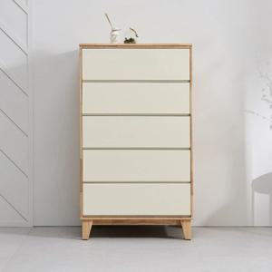 디자이너스 크림화이트 투톤원목 속깊은 5단 서랍장(80cm)선반 옷