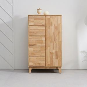 고급 고무나무원목 미니5단서랍 낮은 반쪽 옷장(80cm) 자취방 가구 학생방