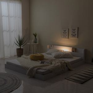 LED등 220V콘센트 저상형 퀸 침대+본넬스프링 매트리스 세트(2색) 숙면 Q