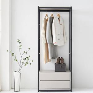 드레스룸 긴코트용 스틸 우드 2단서랍 행거장(80cm 4색) 붙박이 나무 신혼