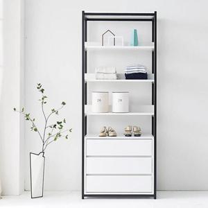 세련된컬러 3단 선반 드레스룸 스틸 서랍장(80cm 4색) 꾸미기 우드 세트