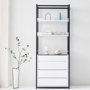 럭셔리 악세서리 유리진열장형 3단서랍 선반 수납장(60cm 4색) 장난감 그릇