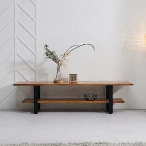 모던 디자인 참죽원목 슬림 2단 거실장(150cm 월넛) 티브이 나무 벽걸이TV