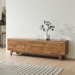 세련된 화이트라인 고무나무원목 서랍형 거실장(150cm) 디자인 모던 수납형