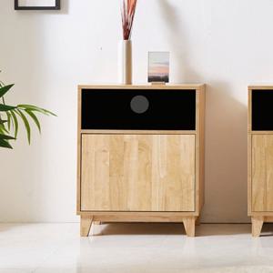 전선홀있는 하단도어형 고무나무 원목다리 협탁(40cm 2색) TV 사이드 예쁜