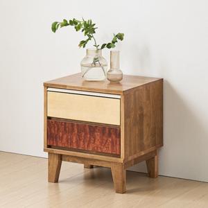 유니크 투톤원목컬러 고무나무 2단 디자인 협탁(45cm) 미니 유럽풍 높은 TV