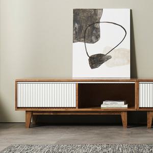 전면 화이트 디자인 고무나무원목 반오픈 거실장(120cm) 엔틱 장식장 모던