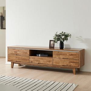 브리티시 빈티지 고무나무원목 셋톱박스 거실장(150cm) 모던 북유럽풍 우드
