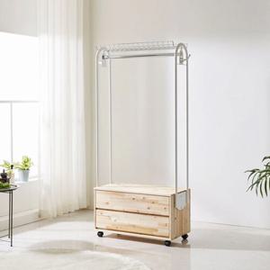 이동식 네추럴 삼나무 상단선반형 2단서랍 행거(80cm 2색) 봉 여자 진열대