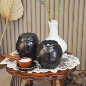 전통 옹기 재물운 소금통 다육이화분 미니항아리 1SET (뚜껑포함)