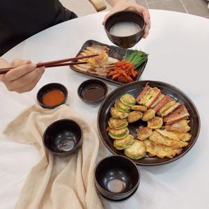레트로 주막감성 막걸리잔 동동주잔 부침개 전그릇 술상세트 지짐이 세트 8p