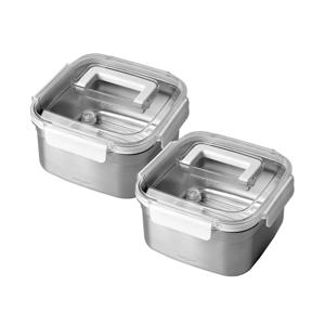 셰프토프 클린숨 스테인리스 밀폐용기 화이트 핸디정사각 1600mL 2조