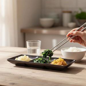 전통 옹기 레트로 플레이트 반찬 접시 3절 나눔접시 1P
