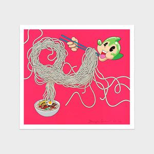 이동기 국수먹는 아토마우스 / 오리지널 실크스크린 판화 작품 인테리어 그림 액자