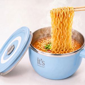 키친아트 스텐304 핸들 라면기 우동그릇 컵라면 용기 1P 블루