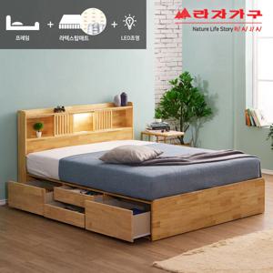 위드 팀버 LED 원목 4서랍침대 Q 라텍스탑매트 st032