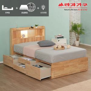 위드 팀버 LED 원목 4서랍침대 SS 본넬매트 st026