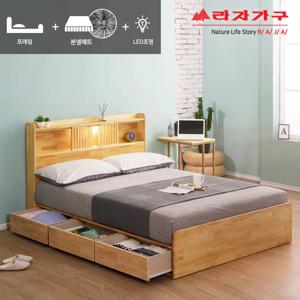 위드 팀버 LED 원목 수납침대 Q 본넬매트 st014
