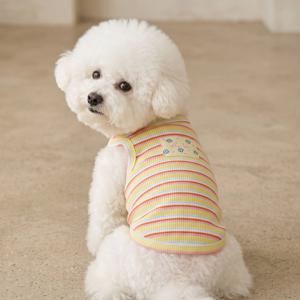 반려동물 프레시 단가라 민소매 티셔츠 S-2XL, 3colors