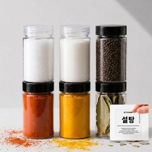 팜스 국산 원형 300ml 조미료통 캠핑 시즈닝통 6P + 라벨8종1장