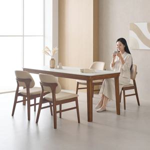 리베로 1900 포세린 통 세라믹 6인 식탁 세트(식탁+의자4)
