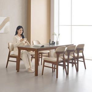 리베로 1900 포세린 통 세라믹 6인 식탁 세트(식탁+의자6)