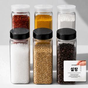 팜스 국산 사각 700ml 조미료통 대용량 양념통 6P + 라벨8종1장