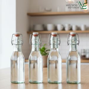 이탈리아 세라레 밀폐 유리병 250ml X 4개 오일병 소스병 카페