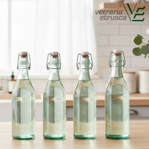 이탈리아 세라레 밀폐 유리 보관병 500ml X 4개 수제청 향신료병 소스병 카페