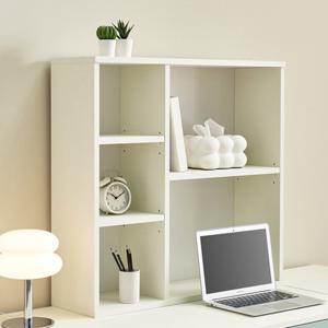 2가지 칸막이 책상 탁상용 화이트 2단 책꽂이(80cm) 심플 사무실 소형 모던