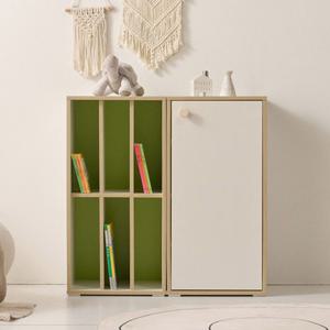 컬러자작나무인테리어 슬림 책장+수납장 세트(80cm 4색) 미니 자녀
