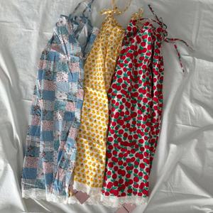 나시 원피스 빅사이즈 가능 순면 플라워 콜라주 여름 잠옷 1color