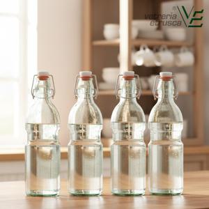 이탈리아 아쿠아 밀폐 유리병 500ml X 4개 수제청 향신료 소스병 카페
