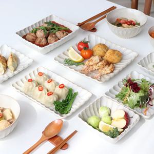 일본 도자기 그릇 시노기 테이블웨어 플라워 사각 신혼세트 (11pcs)