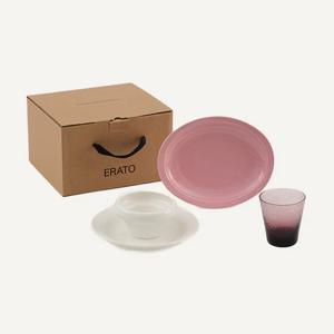 오드 르네 1인 4P 도자기 그릇 선물세트 (타원접시&원접시&볼&컵)
