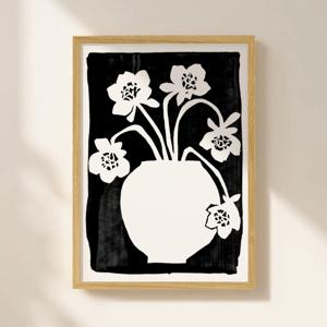 달항아리 꽃그림 판화 인테리어 포스터 액자 [담다] 01 다섯개의꽃송이