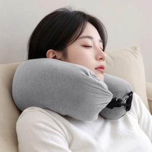 수납형 여행용 목베개 U자 목쿠션 비행기 기내용 휴대용 차량용 넥필로우 의류수납 가능