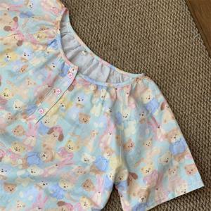반팔 원피스 순면 파스텔 곰인형 여름 파자마 1color
