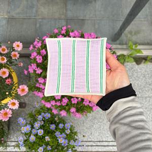 마카롱 스트라이프 거즈 코튼 티 코스터 컵 받침 홀더 패브릭 (4color)