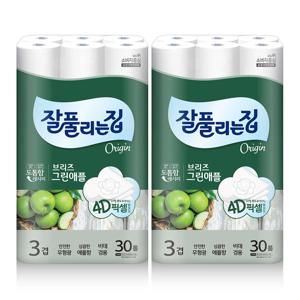 브리즈 그린애플 화장지 25m x 30롤 x 2팩