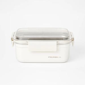 클리어 스테인리스 스틸 밀폐용기 직사각 오트밀 2L